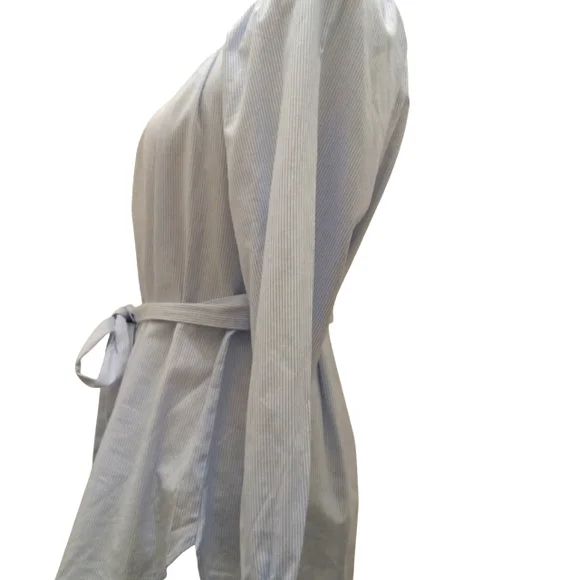 LOFT womens light blue striped square neck tie waist blouse with long sleeve(S) - Picture 5 of 10